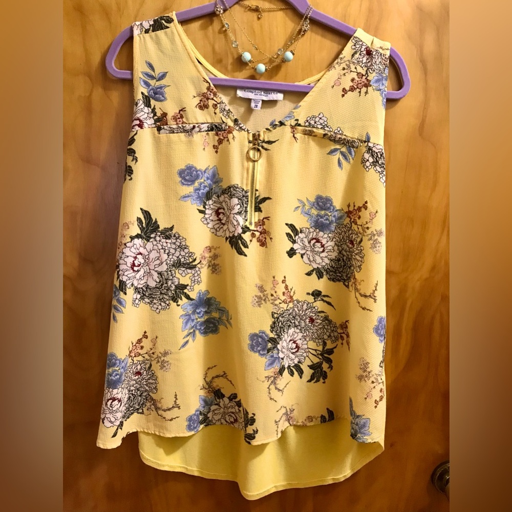 Tempted Hearts Yellow and Blue Sleeveless Tank Top